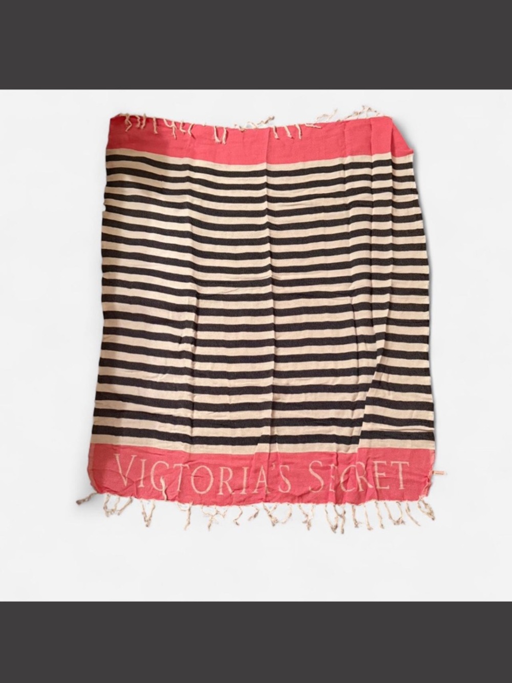 Victoria's Secret Pink and Black Striped Blanket